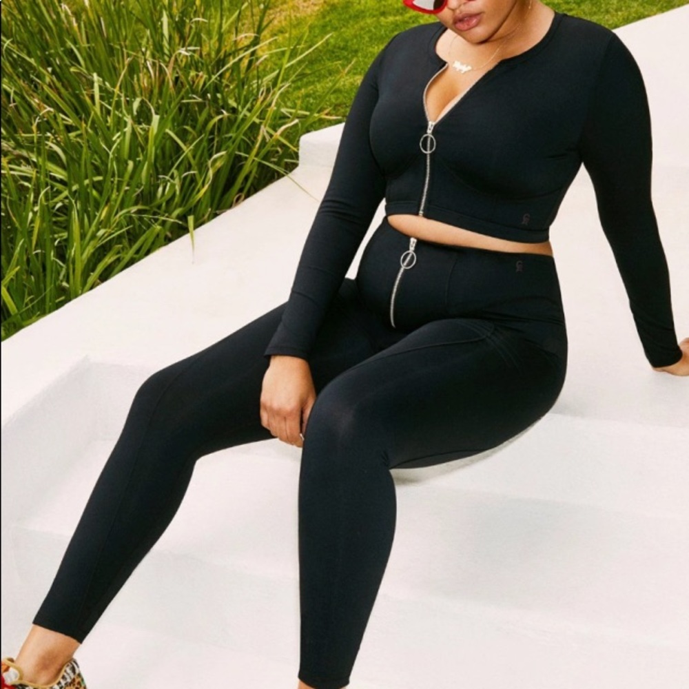 GOOD AMERICAN ZIPPER FRONT LEGGINGS